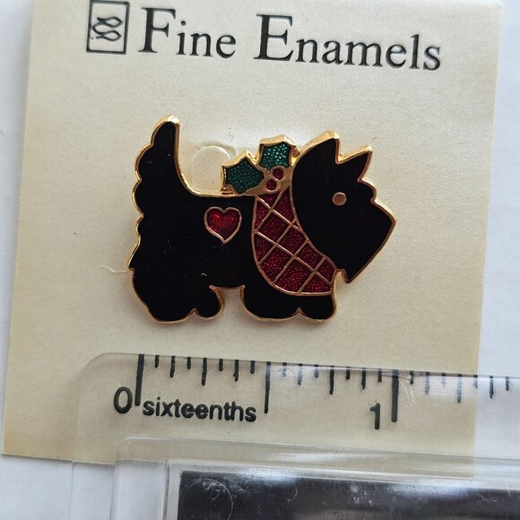 Scottie Terrier Dog Brooch Pin Fine Enamels Glossy Black Fish Enterprises - Picture 10 of 11